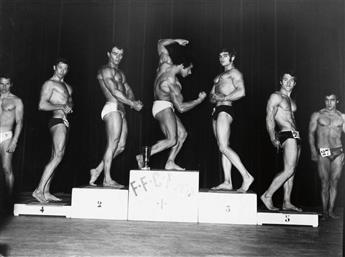 (BODYBUILDERS) studio arax Group of more than 50 photographs of buff French men,